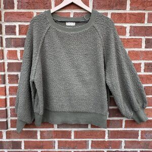 Altar'd State Nubby Sherpa Sweater Med Large Green Lantern Sleeve Slouchy Soft
